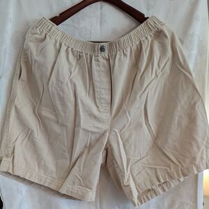 Woman Within Beige Elastic-Waist Casual Shorts